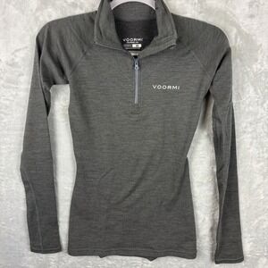 Voormi Womens XS Gray Quarter Zip Wool Blend Long Sleeve Pullover Stretch USA
